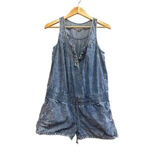 Roxy Womens Medium Denim Romper Sleeveless Button Front
